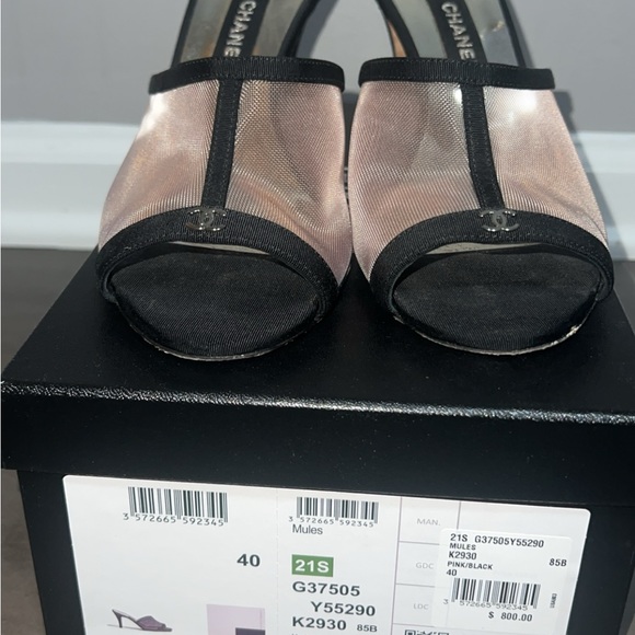 CHANEL black and mesh slip on heels size 40 - Picture 5 of 7